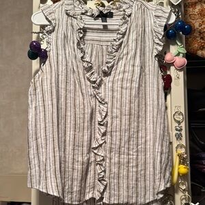 Striped Ruffle Sleeveless Top